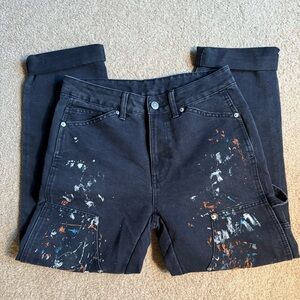 Black Paint-Splattered Carpenter Jeans